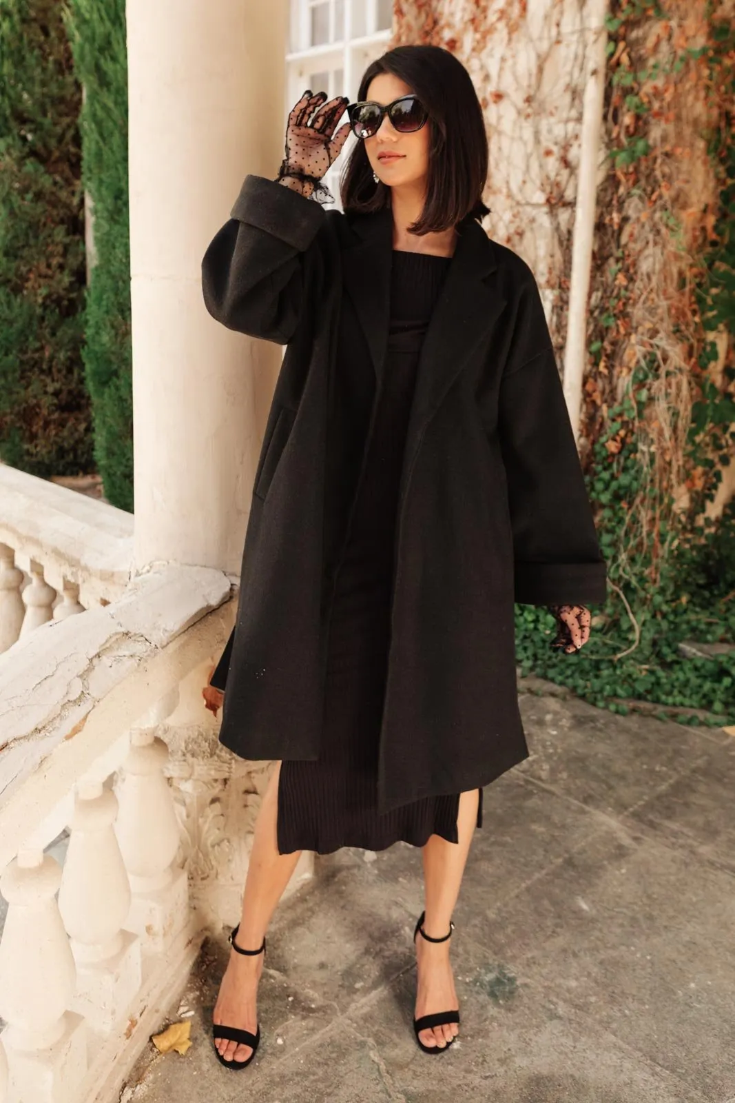 Deconstructed Oversized Trench Coat in Classic Black