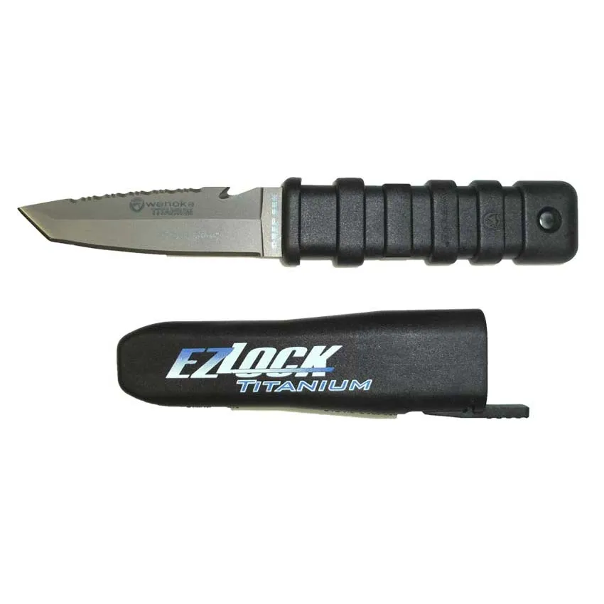 Deep See EZ Lock Titanium Scuba Knife - Tanto Tip