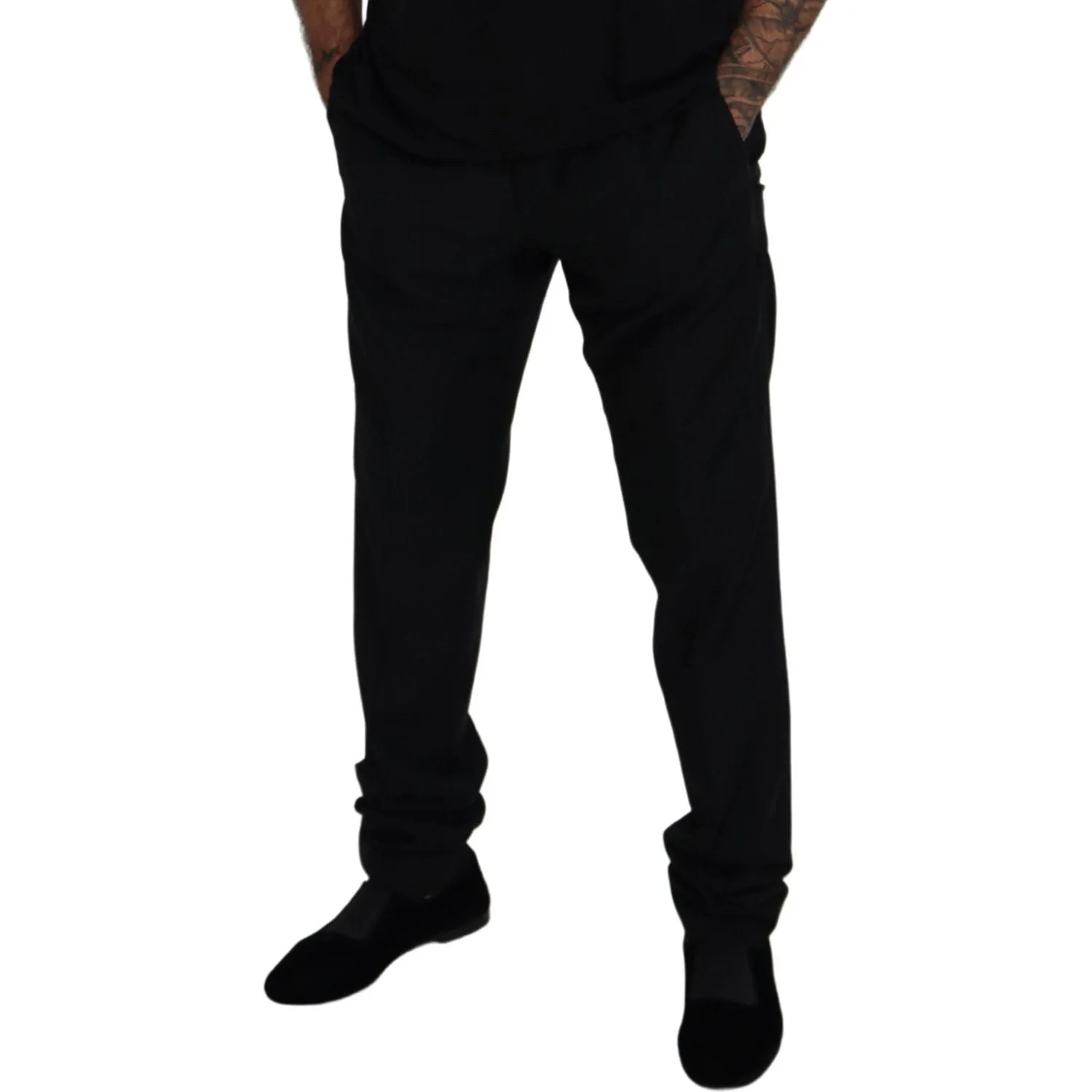 Dolce & Gabbana Elegant Black Virgin Wool Blend Trousers