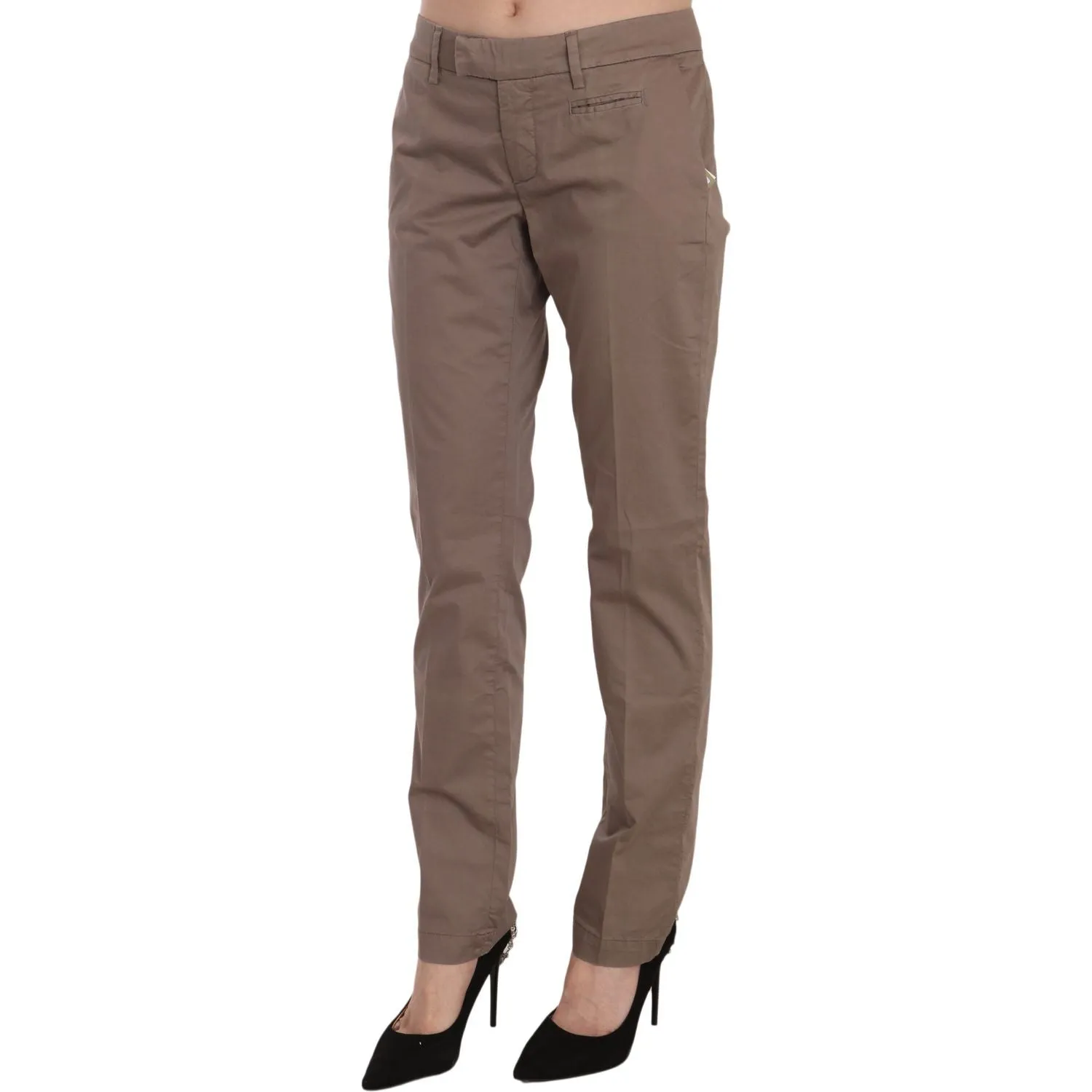 Dondup Chic Brown Straight Cut Trousers