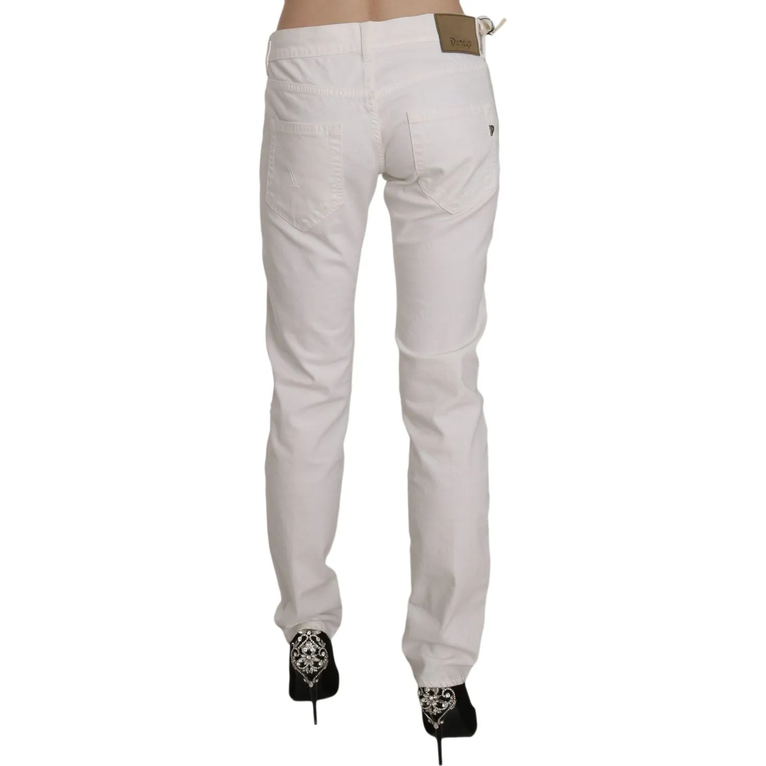 Dondup Chic White Skinny Cotton Blend Pants