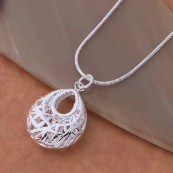 Droplet Silver Filigree Cage Necklace