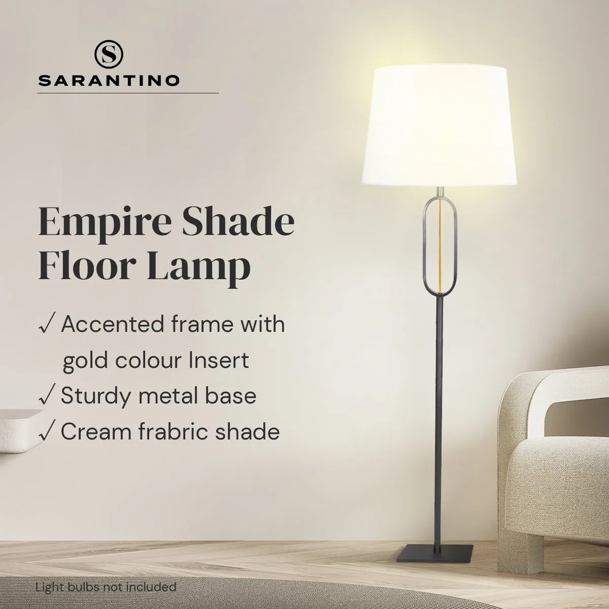 Elegant Tapered Shade Floor Lamp, Sturdy Design – Sarantino