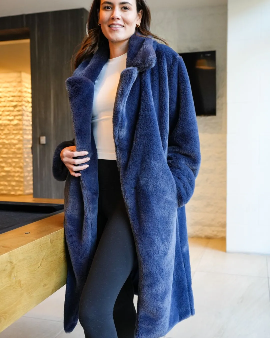 Faux Fur Trench Coat