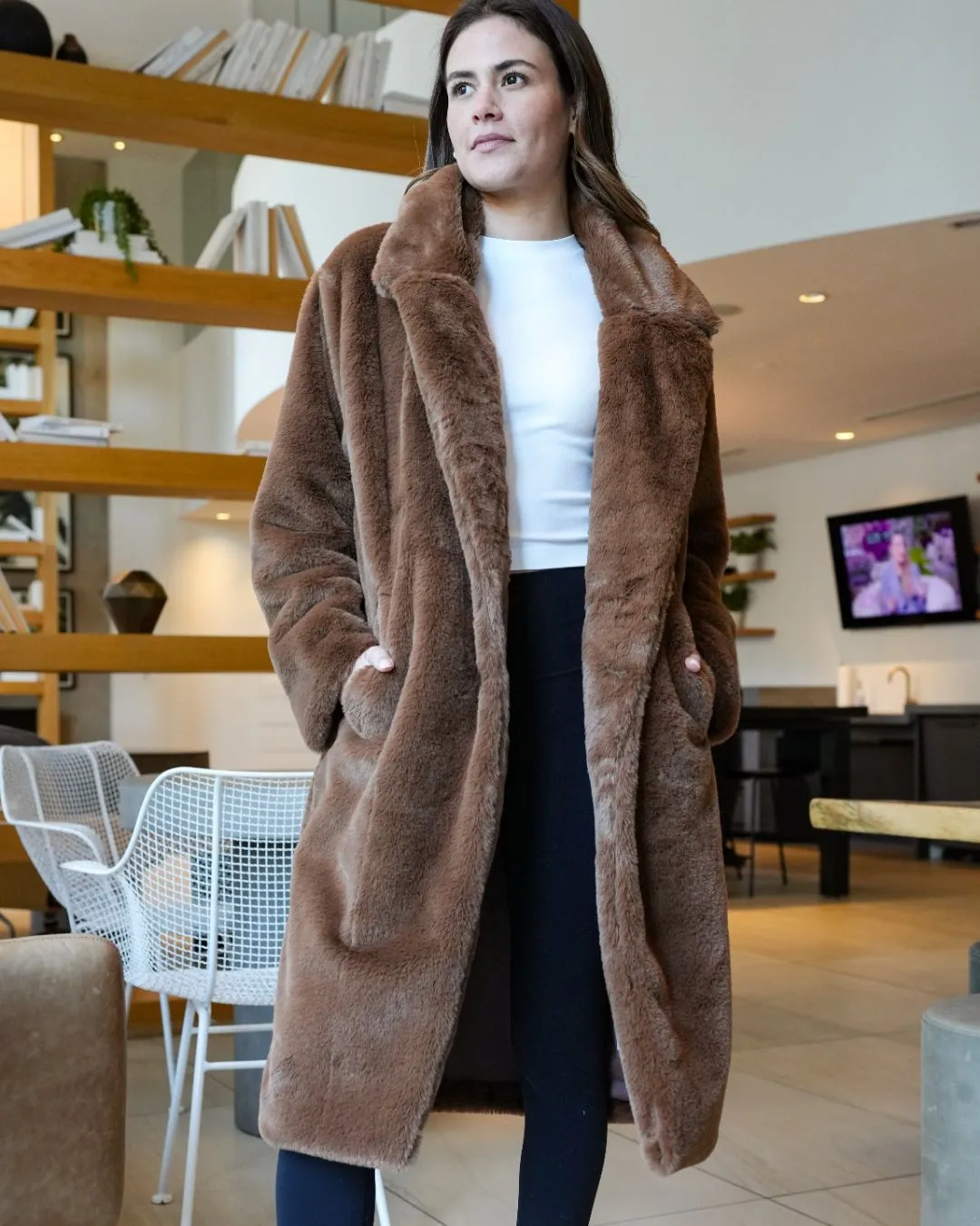 Faux Fur Trench Coat