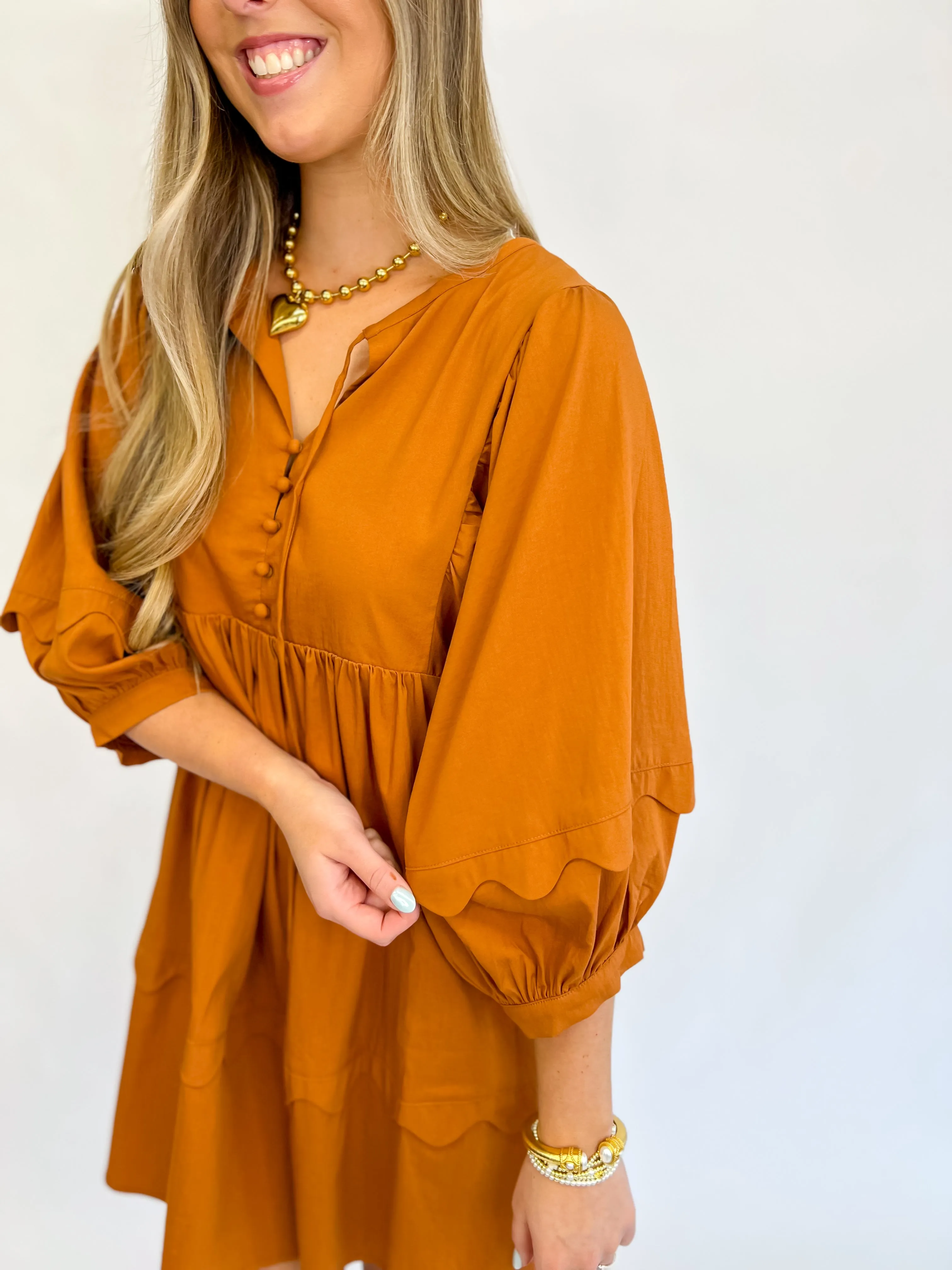 Feeling Fall Scalloped Dress