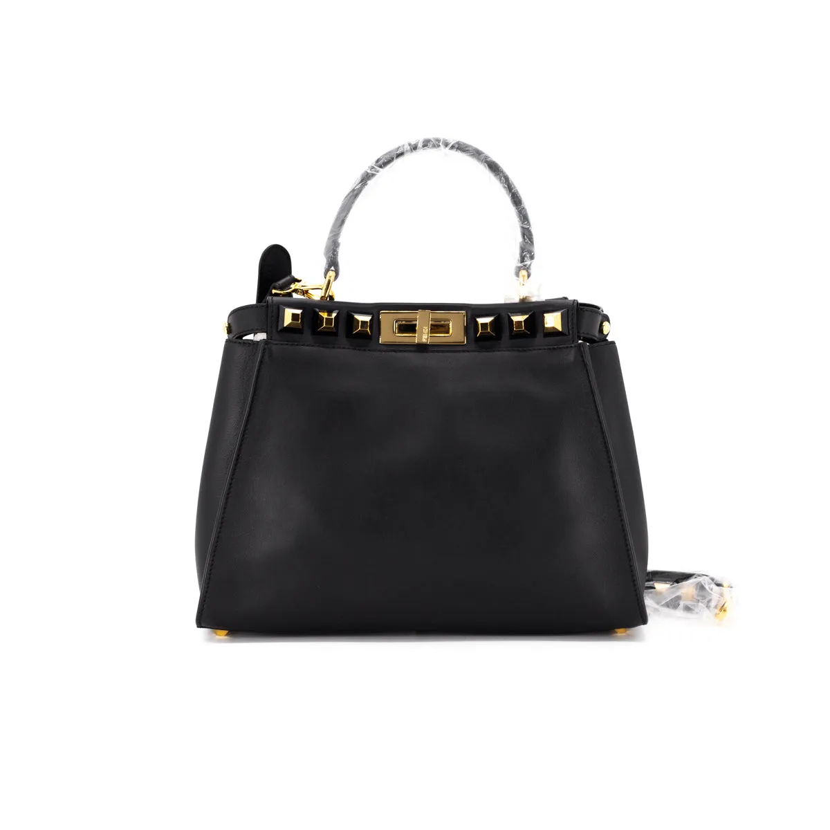 Fendi Peekaboo Medium Calfskin Studded Black GHW