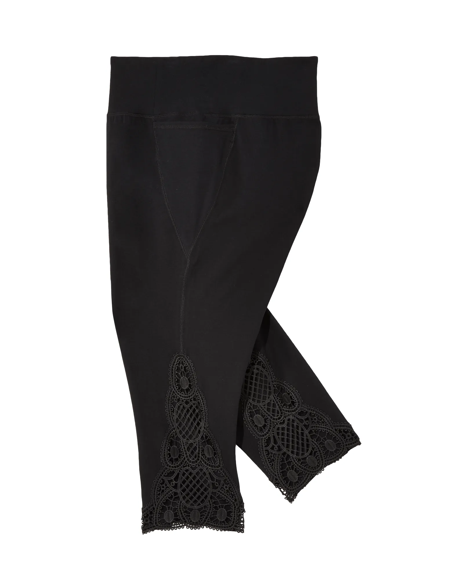 Flatbush Capri Tights with Crochet Details | Black