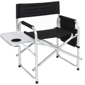 Folding Camping Director's Chair w/ Side Table, Cup Holder, Storage Pouch