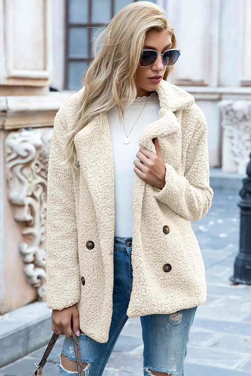 Funki Buys | Jackets | Women's Full Lapel Collar Sherpa Coat