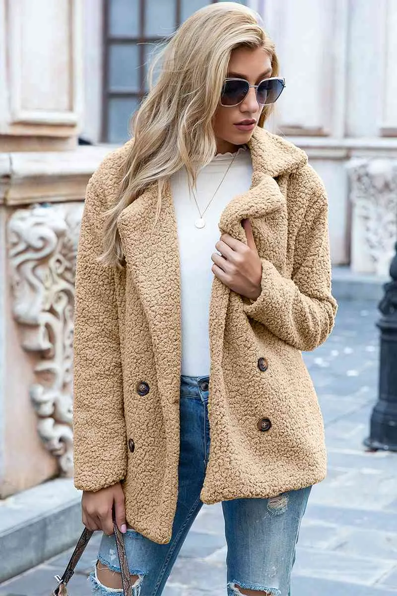 Funki Buys | Jackets | Women's Full Lapel Collar Sherpa Coat