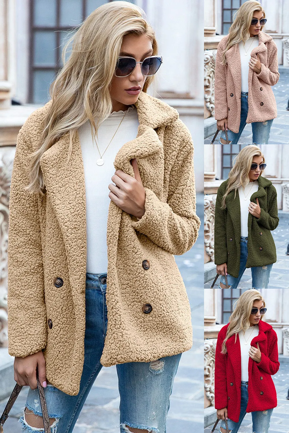 Funki Buys | Jackets | Women's Full Lapel Collar Sherpa Coat