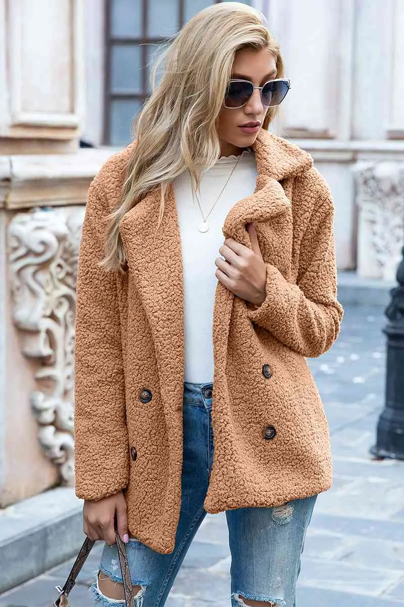 Funki Buys | Jackets | Women's Full Lapel Collar Sherpa Coat