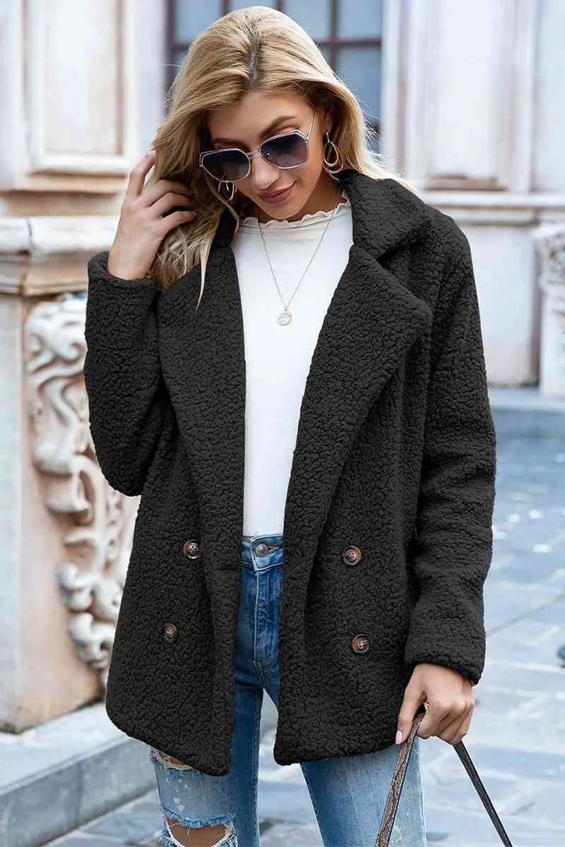 Funki Buys | Jackets | Women's Full Lapel Collar Sherpa Coat