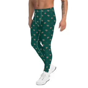 Gingerbread Christmas Holiday Men's Leggings, Festive Xmas Party Meggings Running Tights