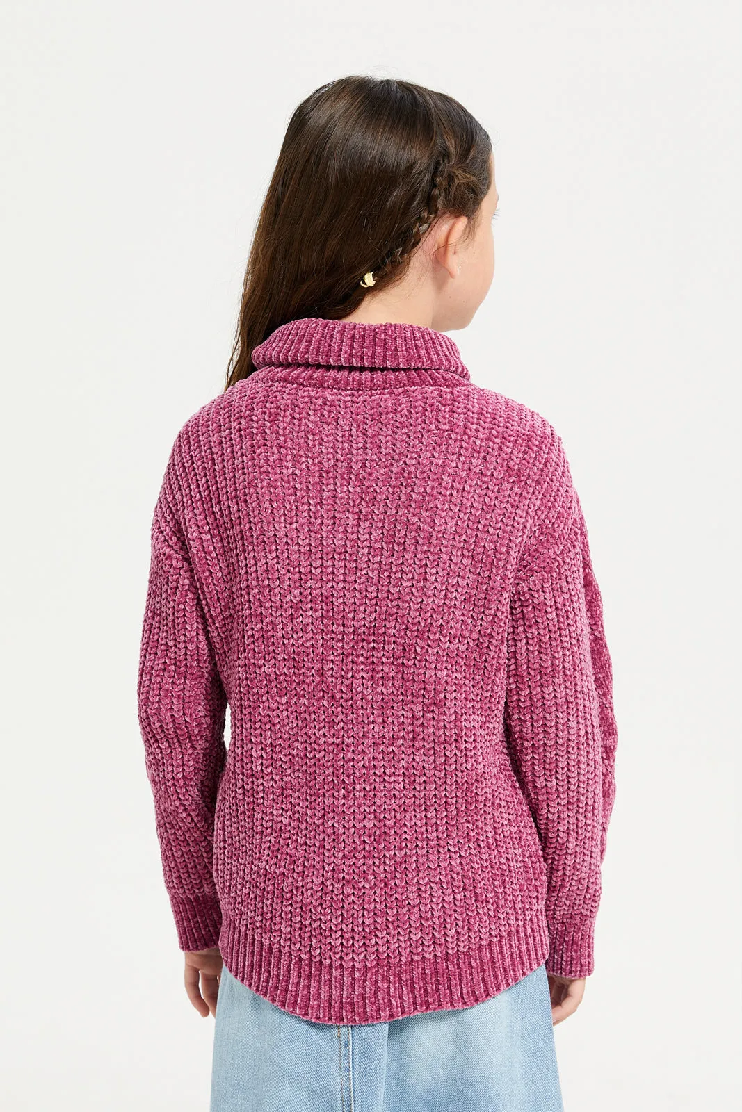 Girls Burgundy Turtle Neck Pullover