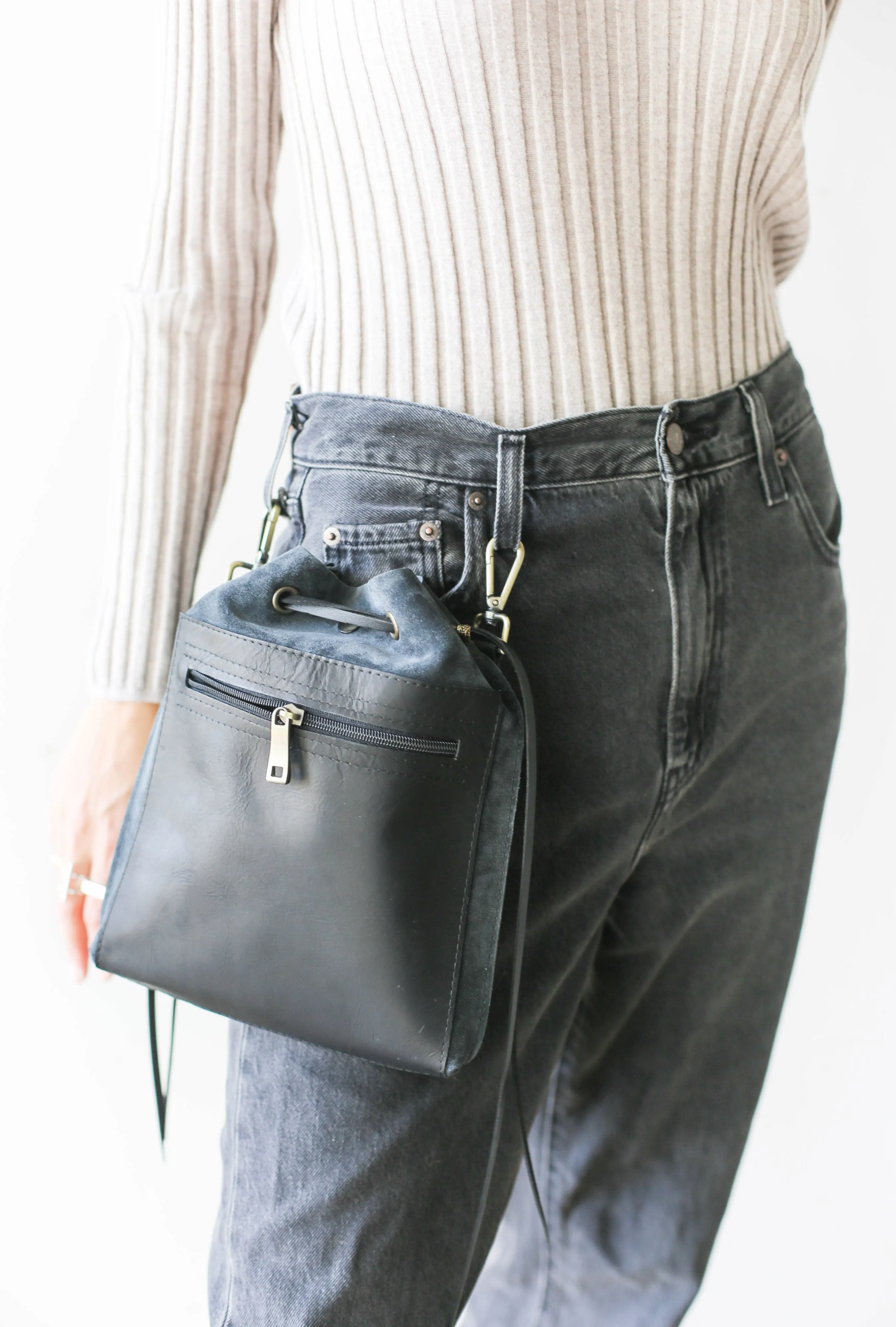 Gray Designer Mini Bag - Mini Leather Backpack