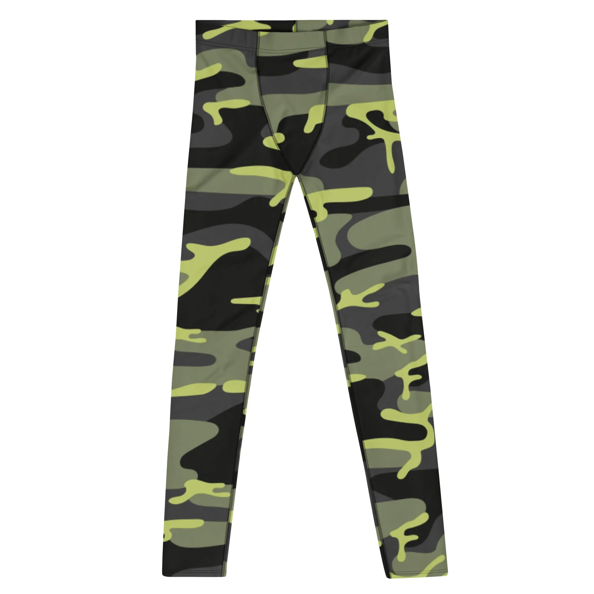 Green Camo Best Men's Leggings, Army Camouflage Premium Quality Meggings Running Tights-Made in USA/EU/MX