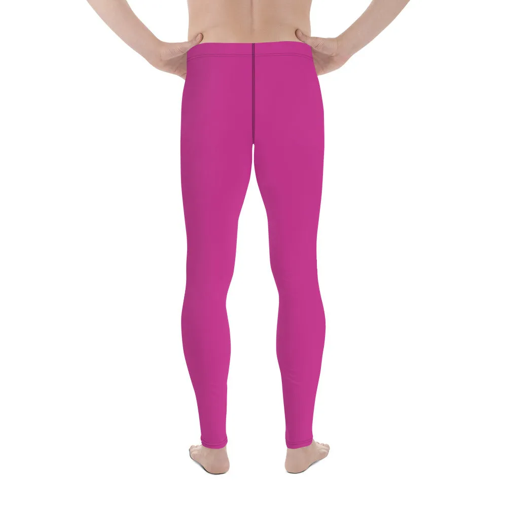 Hot Pink Solid Men's Leggings, Solid Pink Color Men's Tights Compression Pants - Made in USA/EU/MX