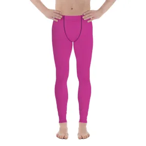 Hot Pink Solid Men's Leggings, Solid Pink Color Men's Tights Compression Pants - Made in USA/EU/MX