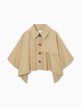 Hybrid trench coat cape in light beige