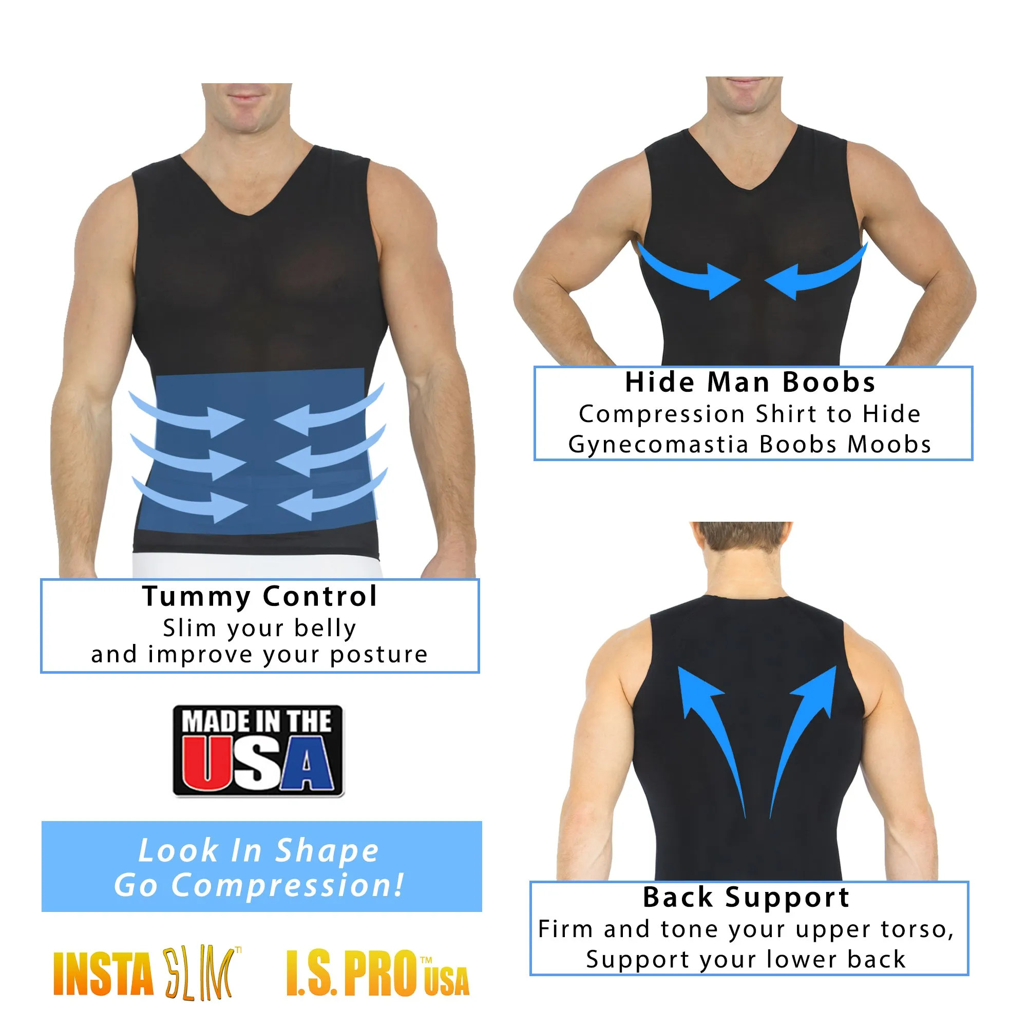 Insta Slim Big & Tall Compression V-Neck Tank VS00N1BT