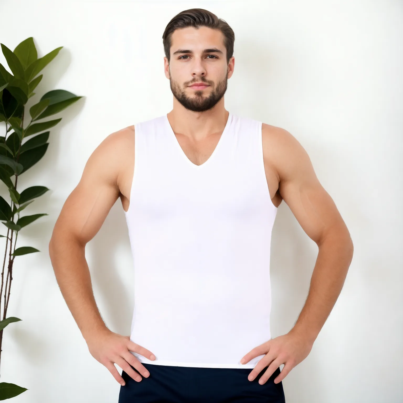 Insta Slim Big & Tall Compression V-Neck Tank VS00N1BT