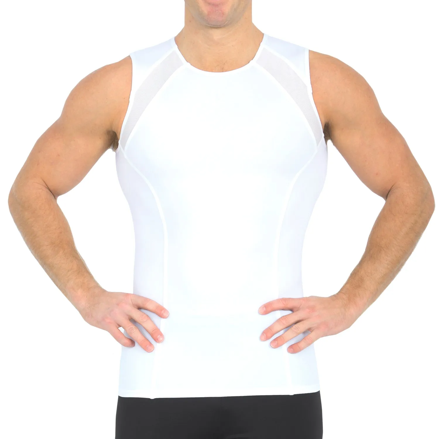 Insta Slim Compression Side & Back Mesh Panel Sleeveless Crew Neck MSC2307