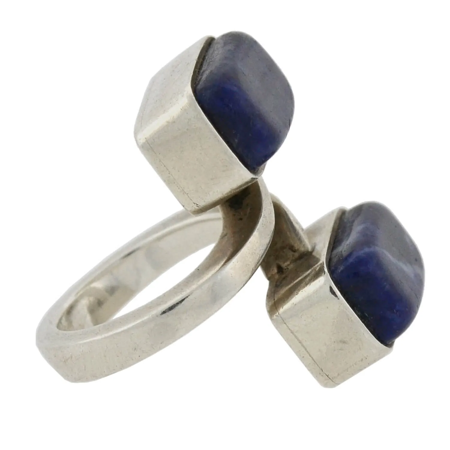 JENS HOUGAARD Vintage Sterling Lapis Lazuli Bypass Ring