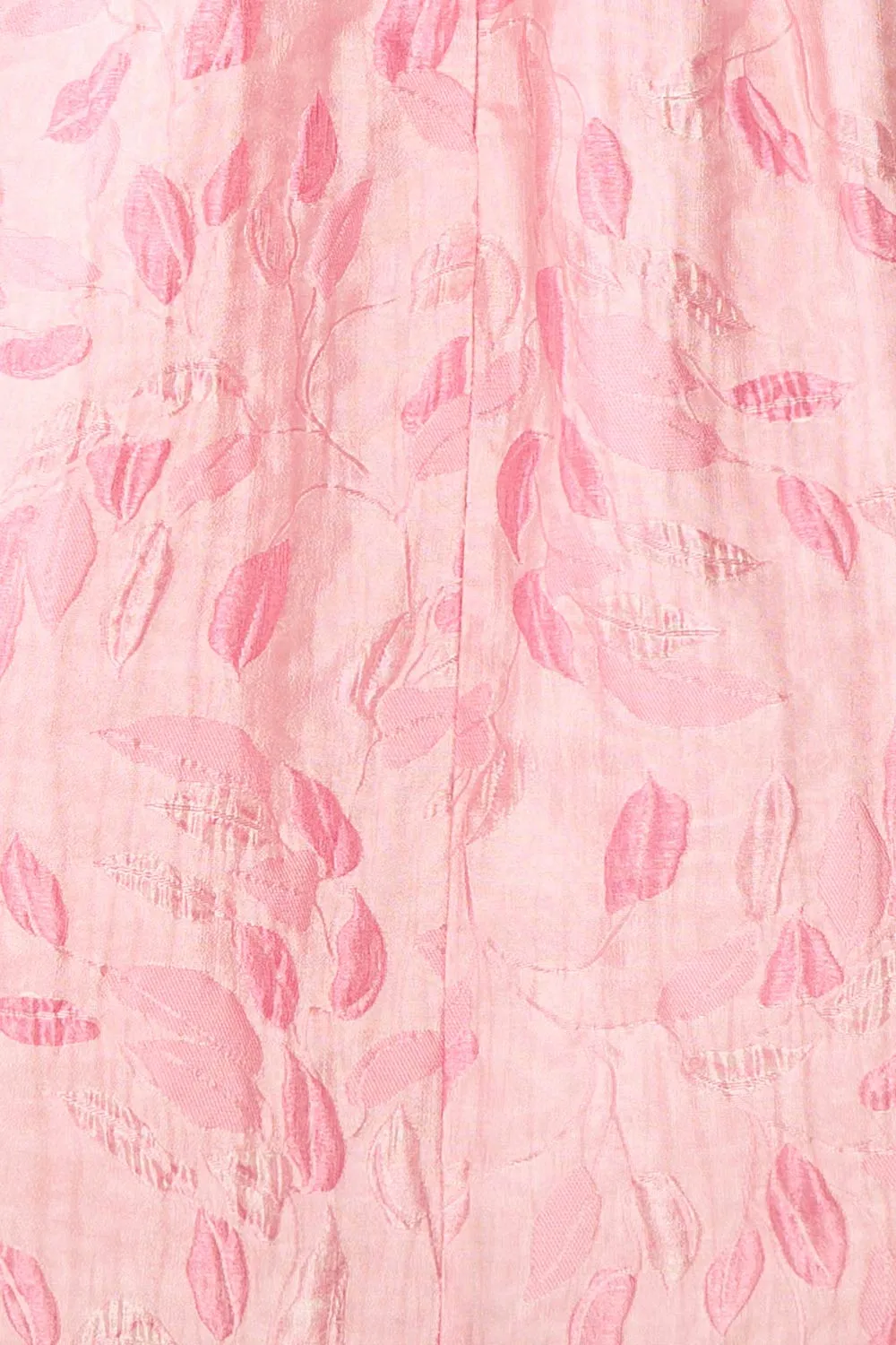 Jessamine | Short Pink Babydoll Dress w/ Leaf Pattern