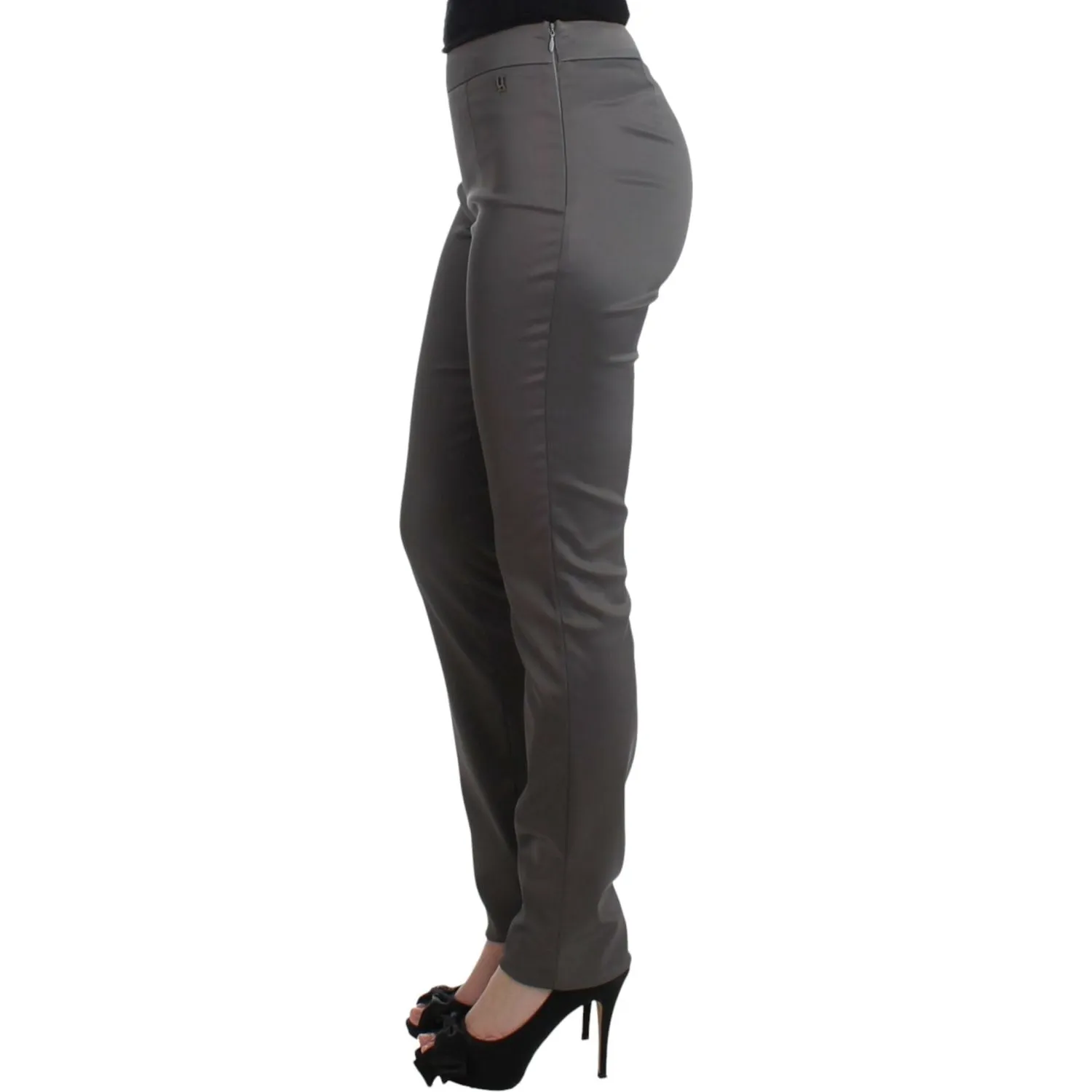 John Galliano Chic Gray Slim-Fit Designer Pants