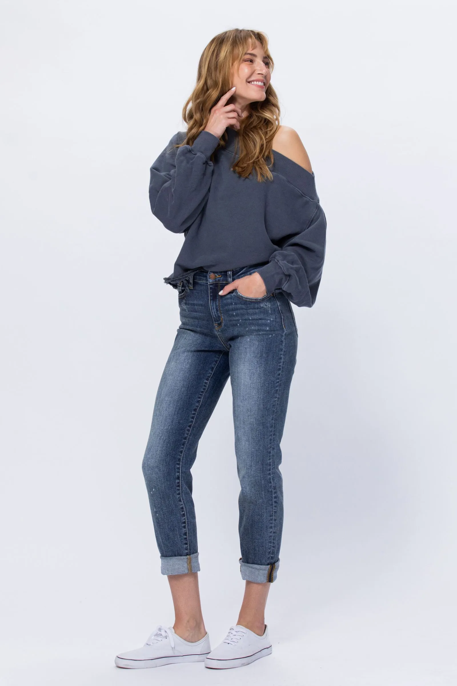 Judy Blue High Rise Bleach Splash Boyfriend jeans