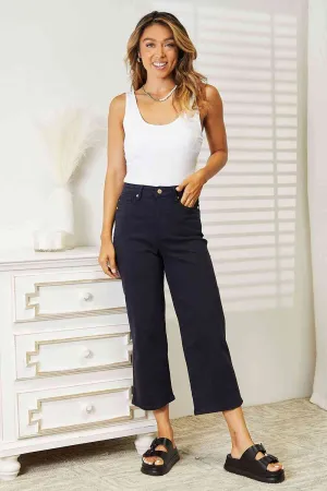 Judy Blue High Waist Tummy Control Wide Cropped Jeans