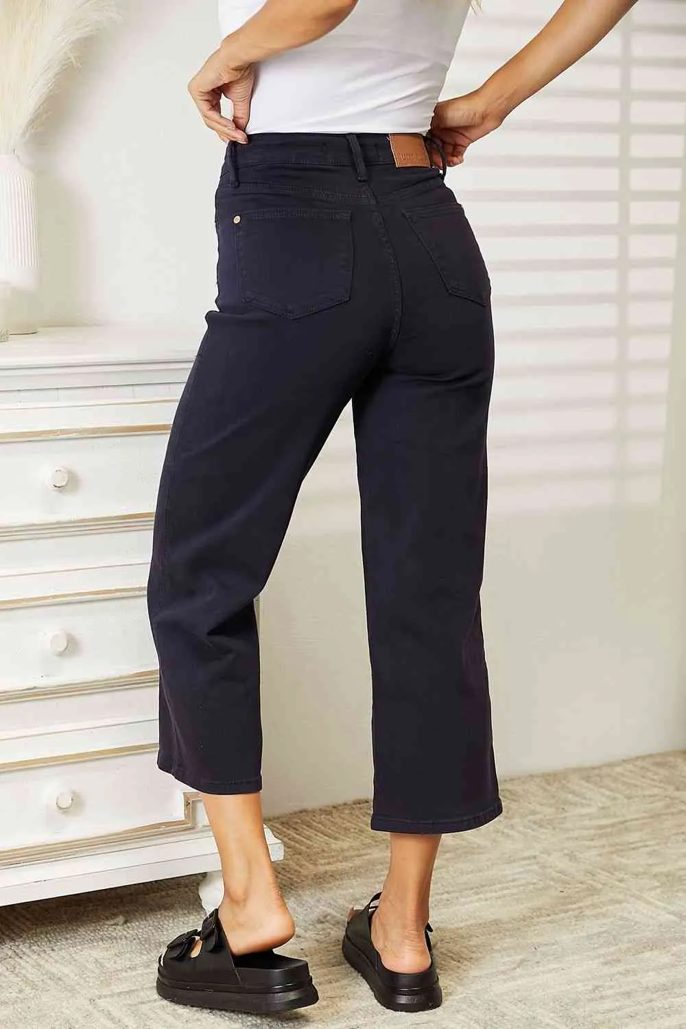 Judy Blue High Waist Tummy Control Wide Cropped Jeans