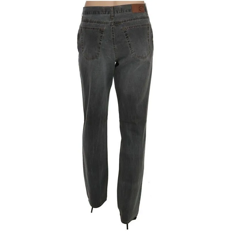 Just Cavalli Chic Gray Mid Waist Straight Leg Jeans