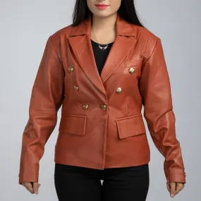 Laila Brown Leather Womens Coat