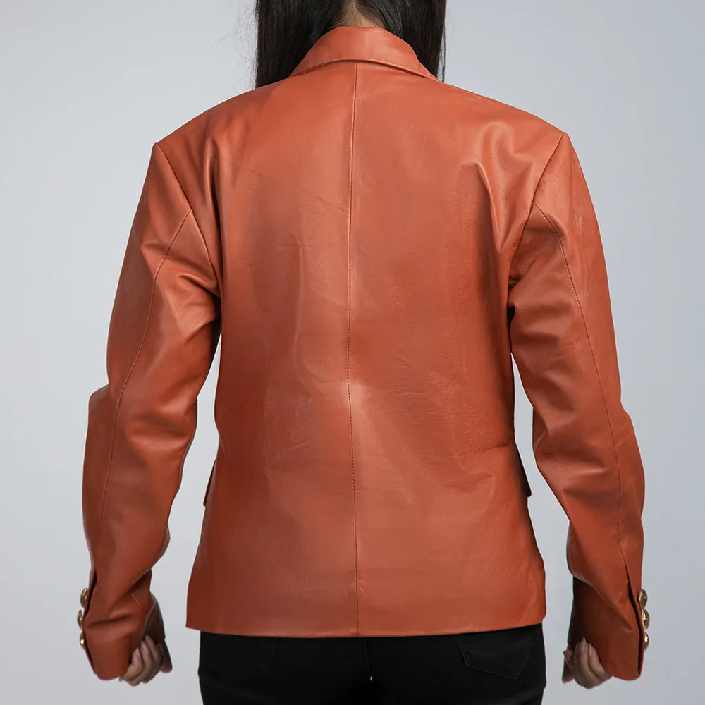 Laila Brown Leather Womens Coat