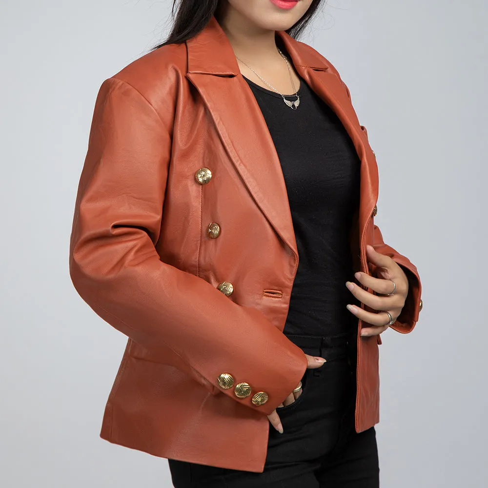 Laila Brown Leather Womens Coat