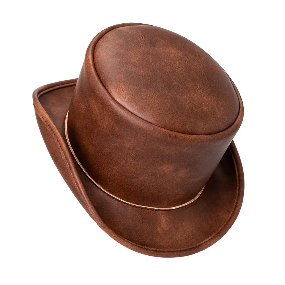 Leather Brown Top Hat