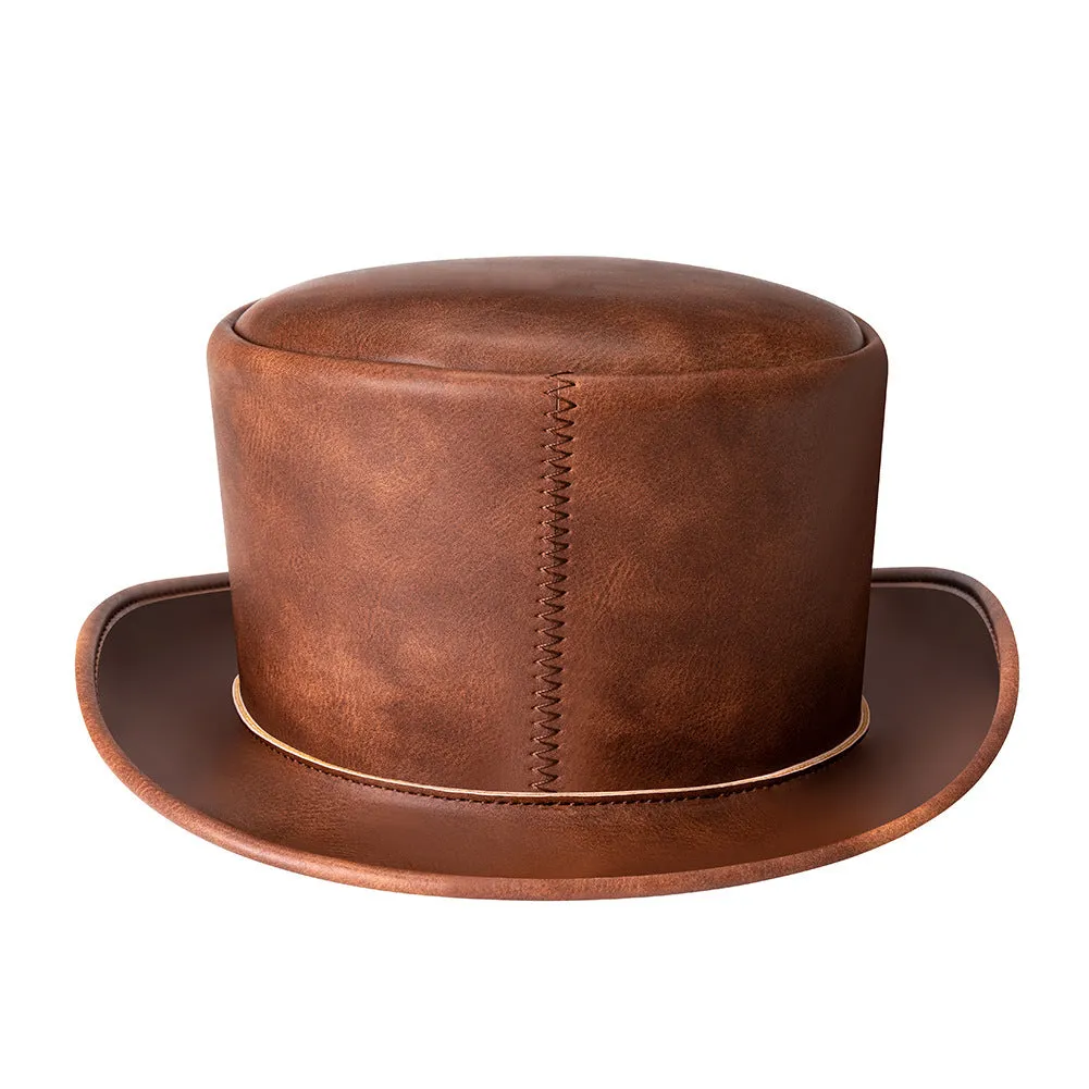 Leather Brown Top Hat