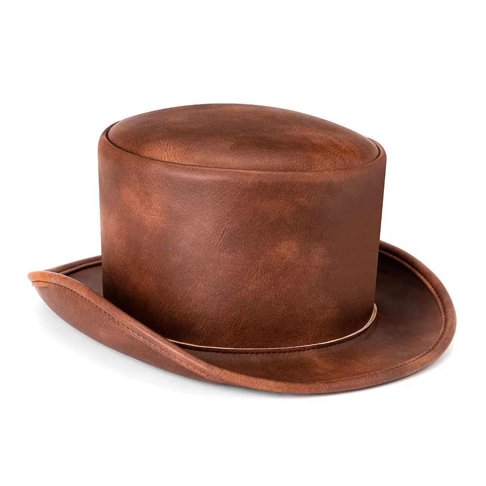 Leather Brown Top Hat