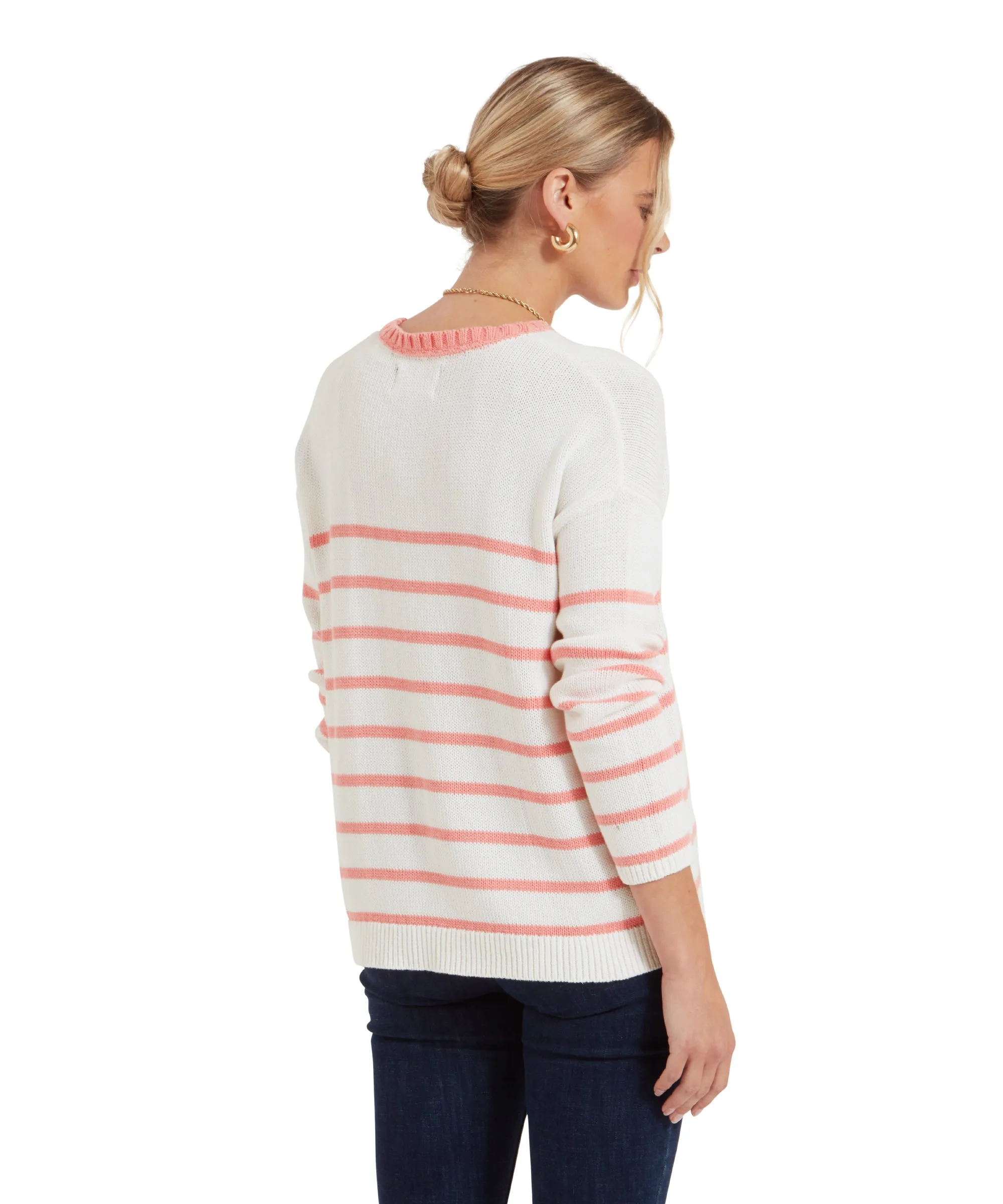 Lee Bay Jumper - Soft White/Flamingo