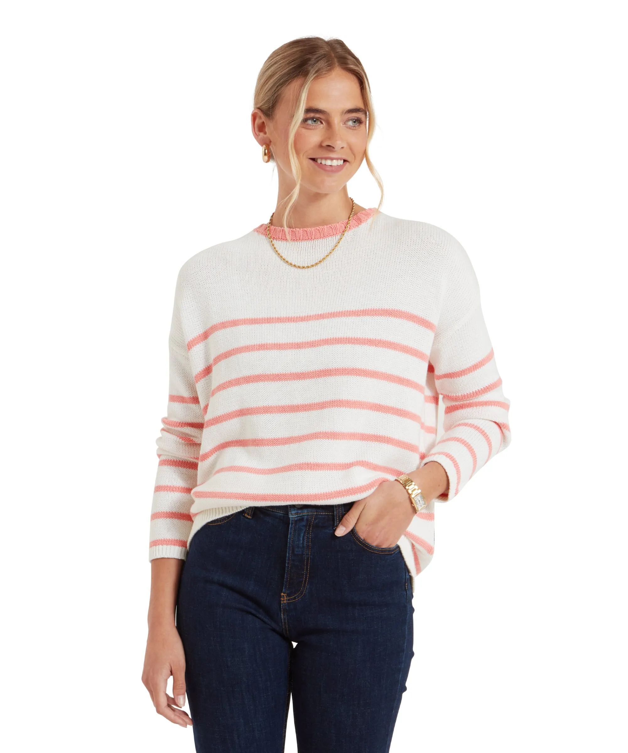 Lee Bay Jumper - Soft White/Flamingo