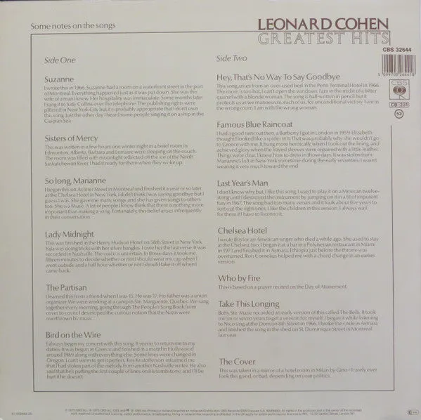 Leonard Cohen - Greatest Hits (LP, Comp, RE) (NM or M-)