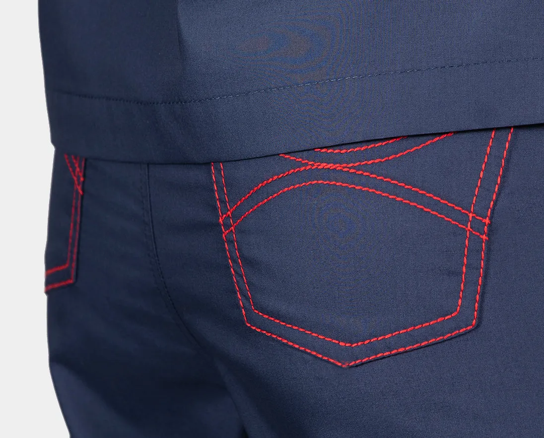 Limited Edition Shelby Scrub Tops - Navy Blue with Red Stitching