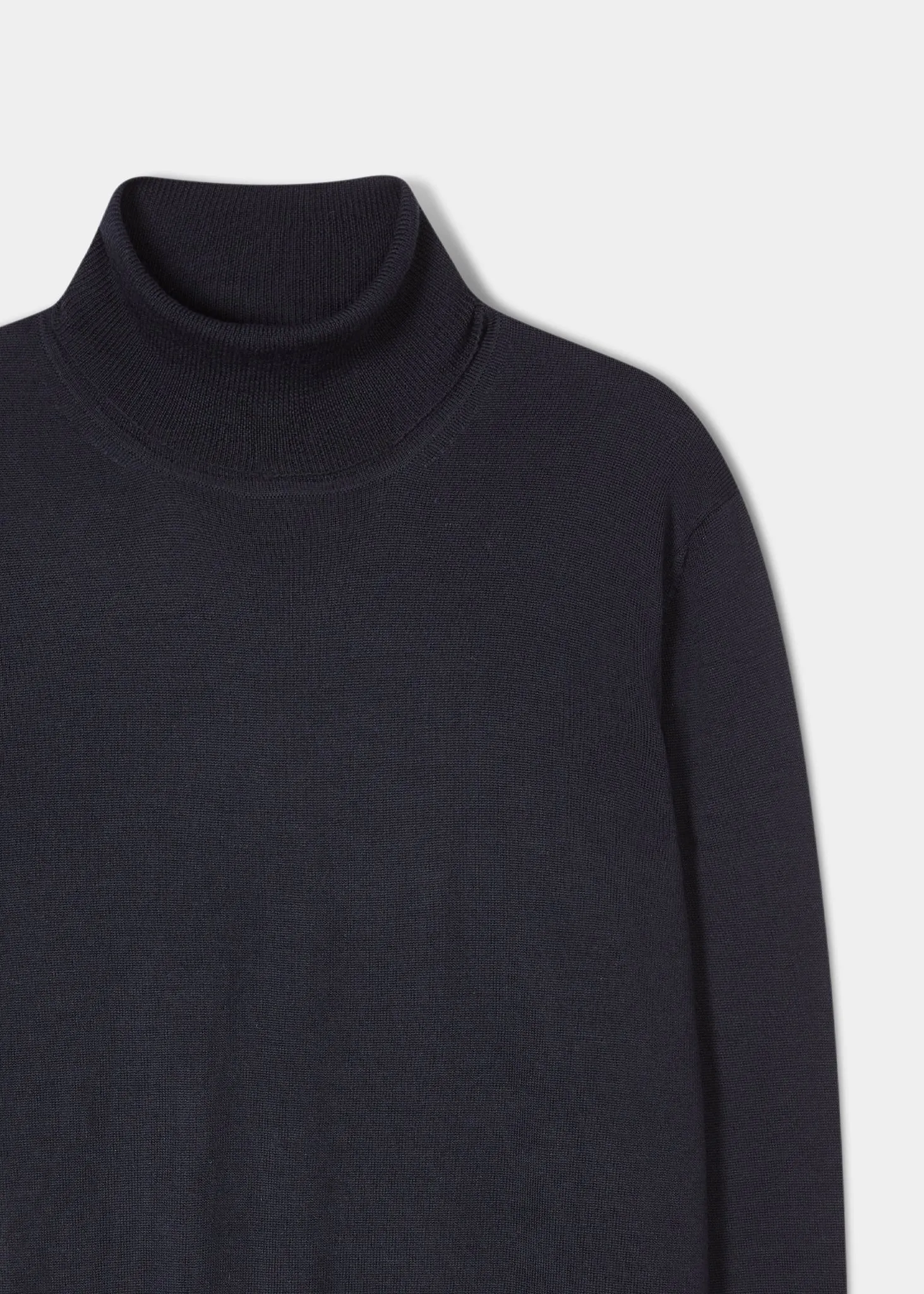 Linton Merino Wool Roll Neck Jumper in Dark Navy - Regular Fit