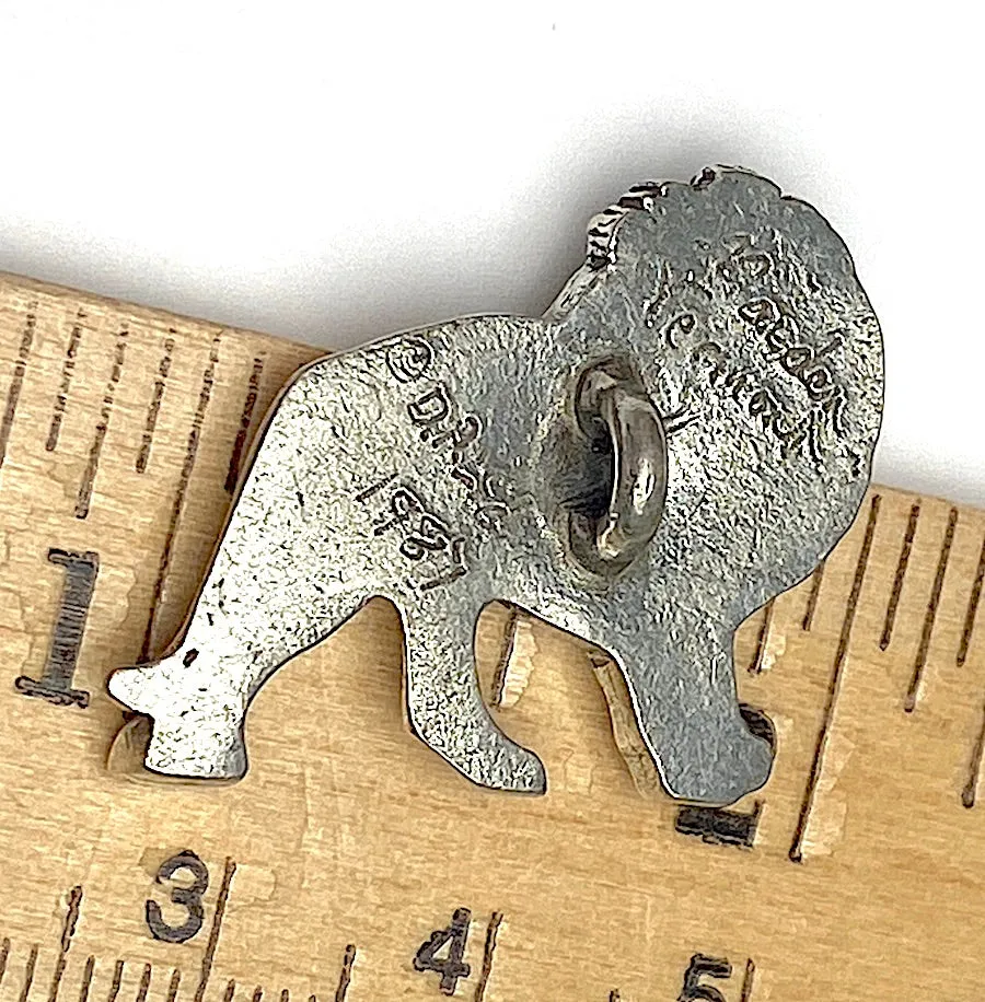 Lion Button, Pewter 1" Danforth USA, 25mm Shank Back # FJ-94