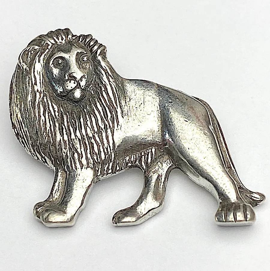 Lion Button, Pewter 1" Danforth USA, 25mm Shank Back # FJ-94