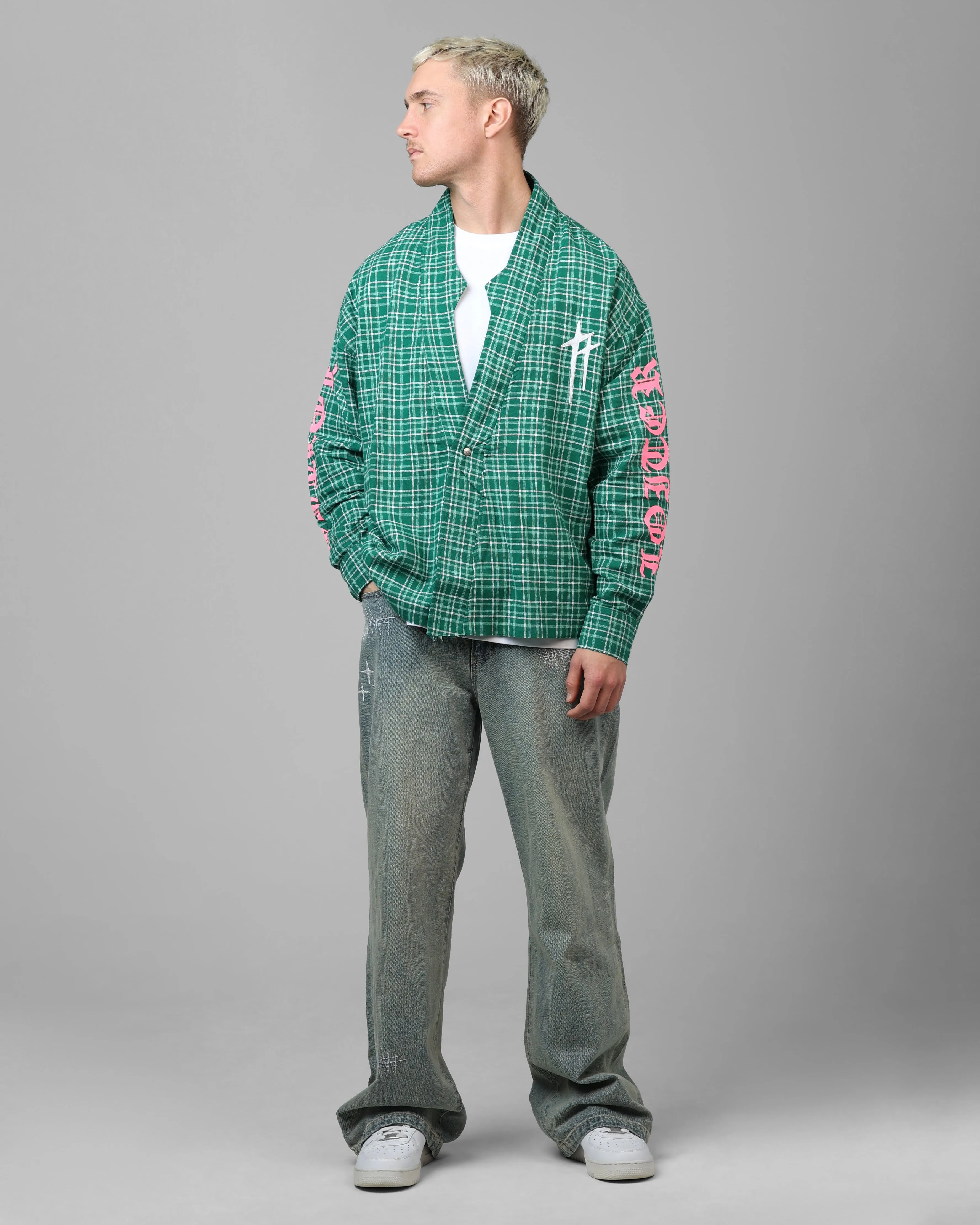 Loiter Kimono Flannel Green