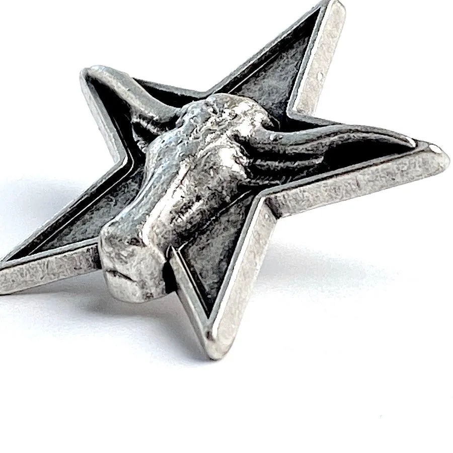 Longhorn Star Southwest Button 1" Silver Metal, 26mm, Shank Back   #FJ-131